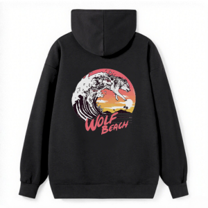 "Wolf Beach" Surf Wave Graphic Hoodie