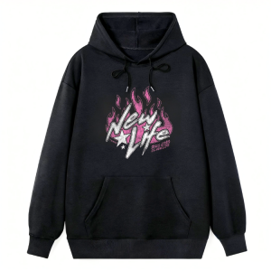 "New Life" Flame Text Hoodie